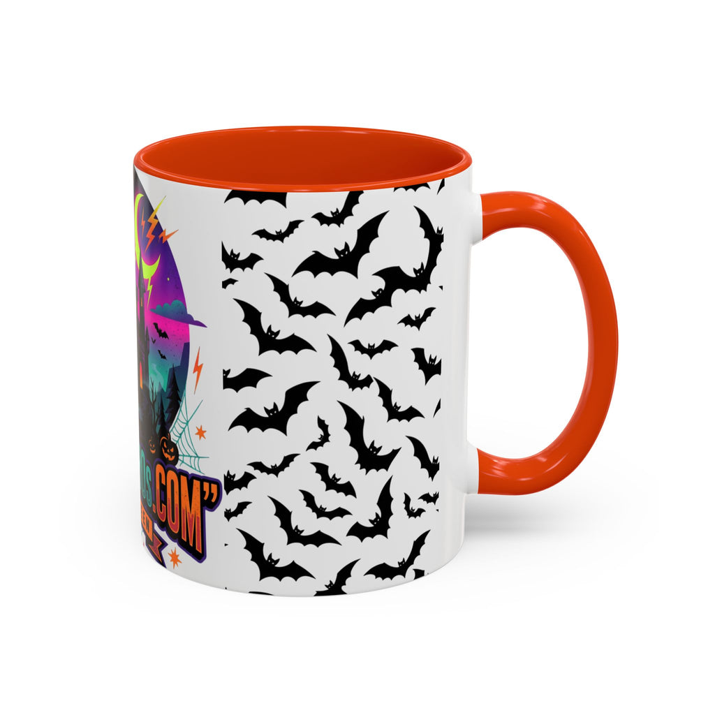 Halloween Haunted Castle Coffee Mug — Colorful Bat Pattern 11oz/15oz