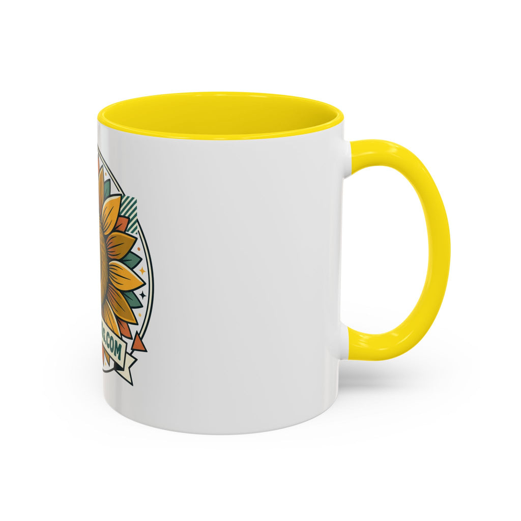 Sunflower Logo Coffee Mug — AllAbout80s.com Accent Ceramic Mug (11/15oz)