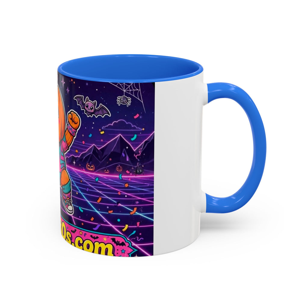 80s Retro Pumpkin Mug – Cute Neon Halloween Coffee Cup (11oz/15oz)