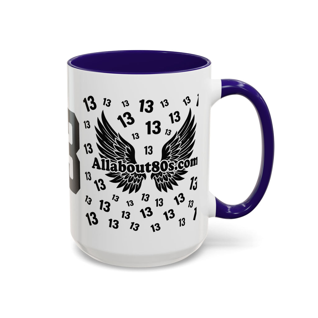 Number 13 Accent Mug — Bold Sports-Style Ceramic Coffee Cup (11oz/15oz)
