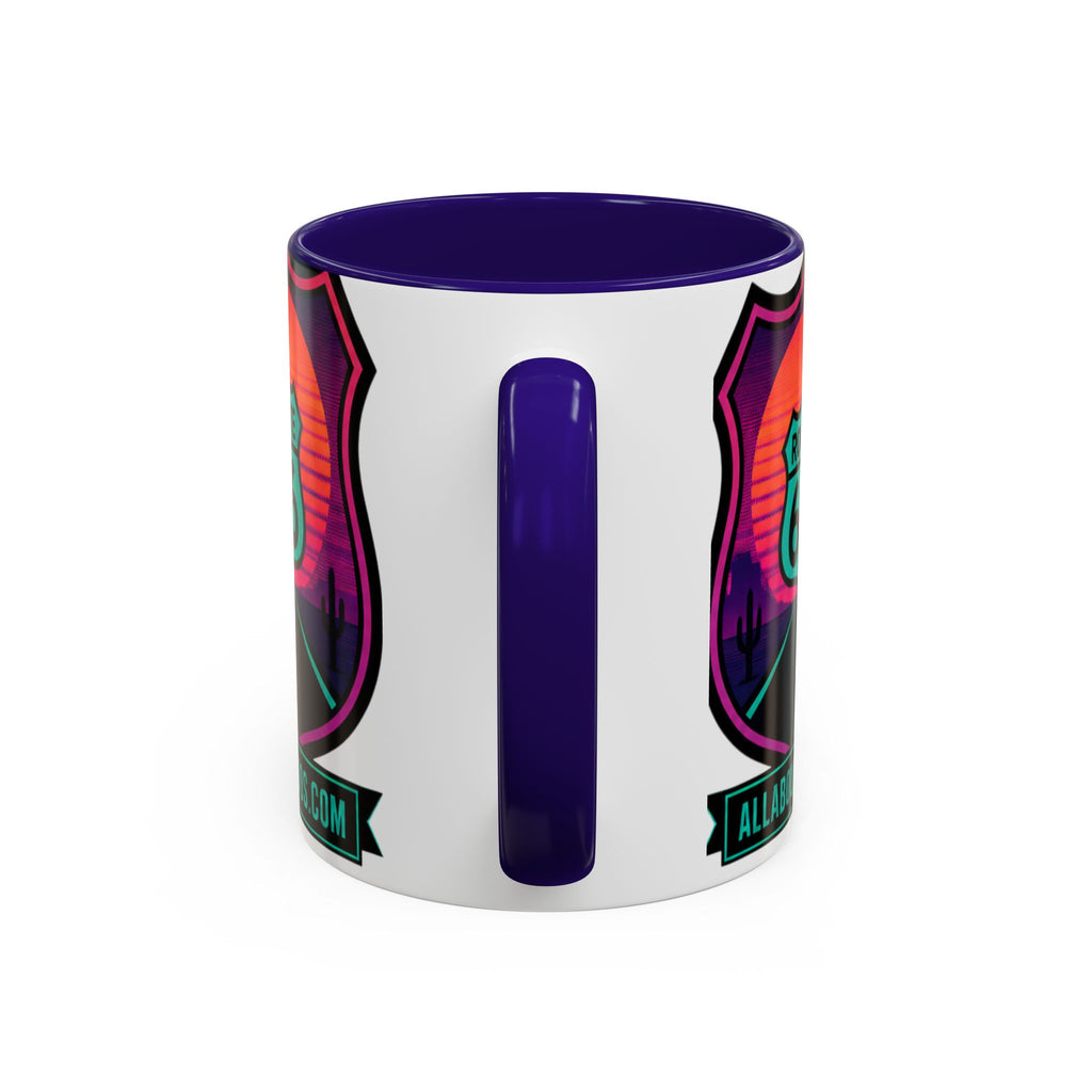 Route 66 Sunset Mug — Retro Neon Travel Coffee Cup (11oz & 15oz)