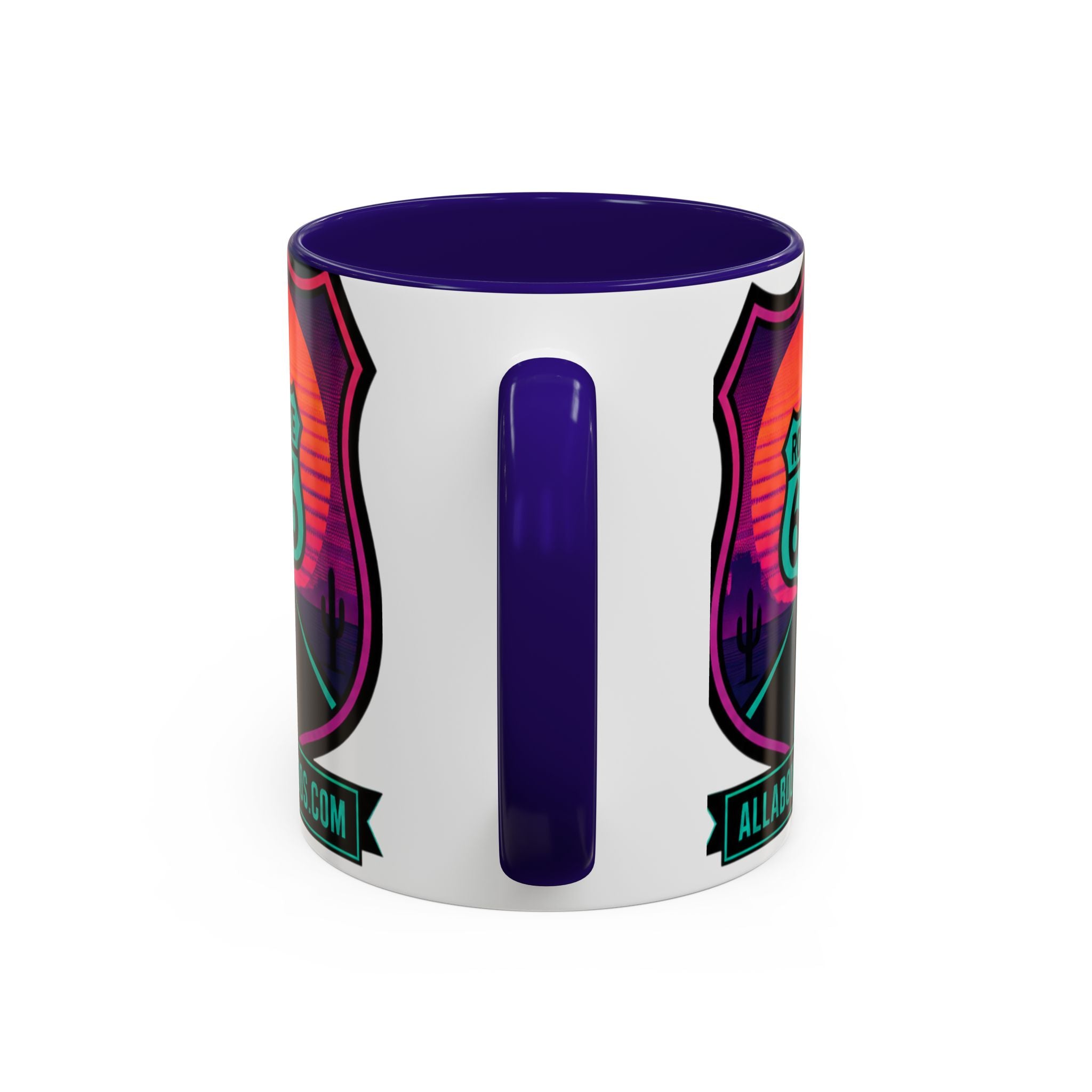 Route 66 Sunset Mug — Retro Neon Travel Coffee Cup (11oz & 15oz)