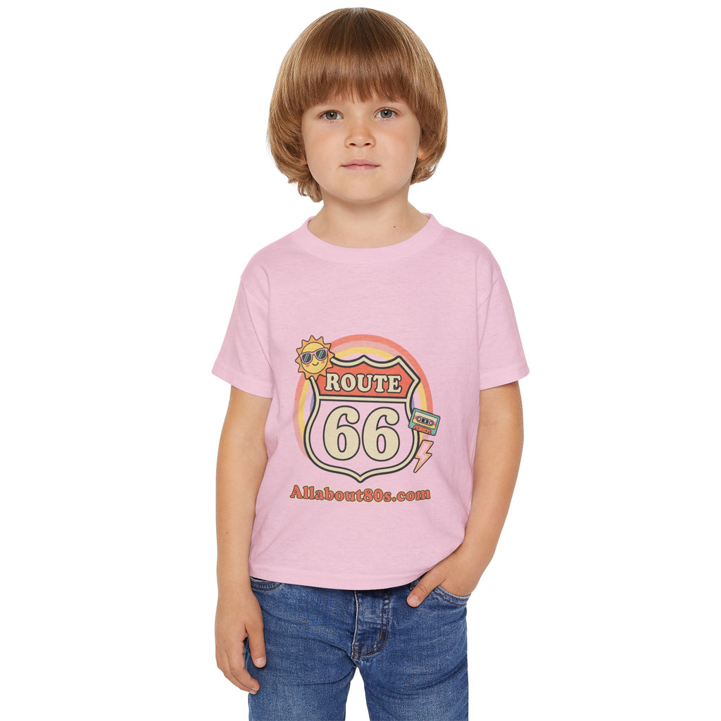 Route 66 Toddler T‑Shirt — Retro Sun Logo "Route 66" Kids Tee