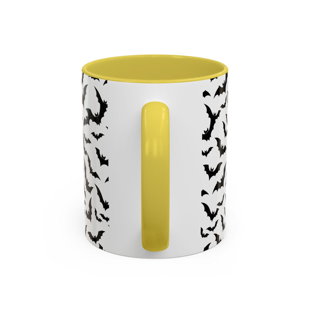 Halloween Haunted Castle Coffee Mug — Colorful Bat Pattern 11oz/15oz