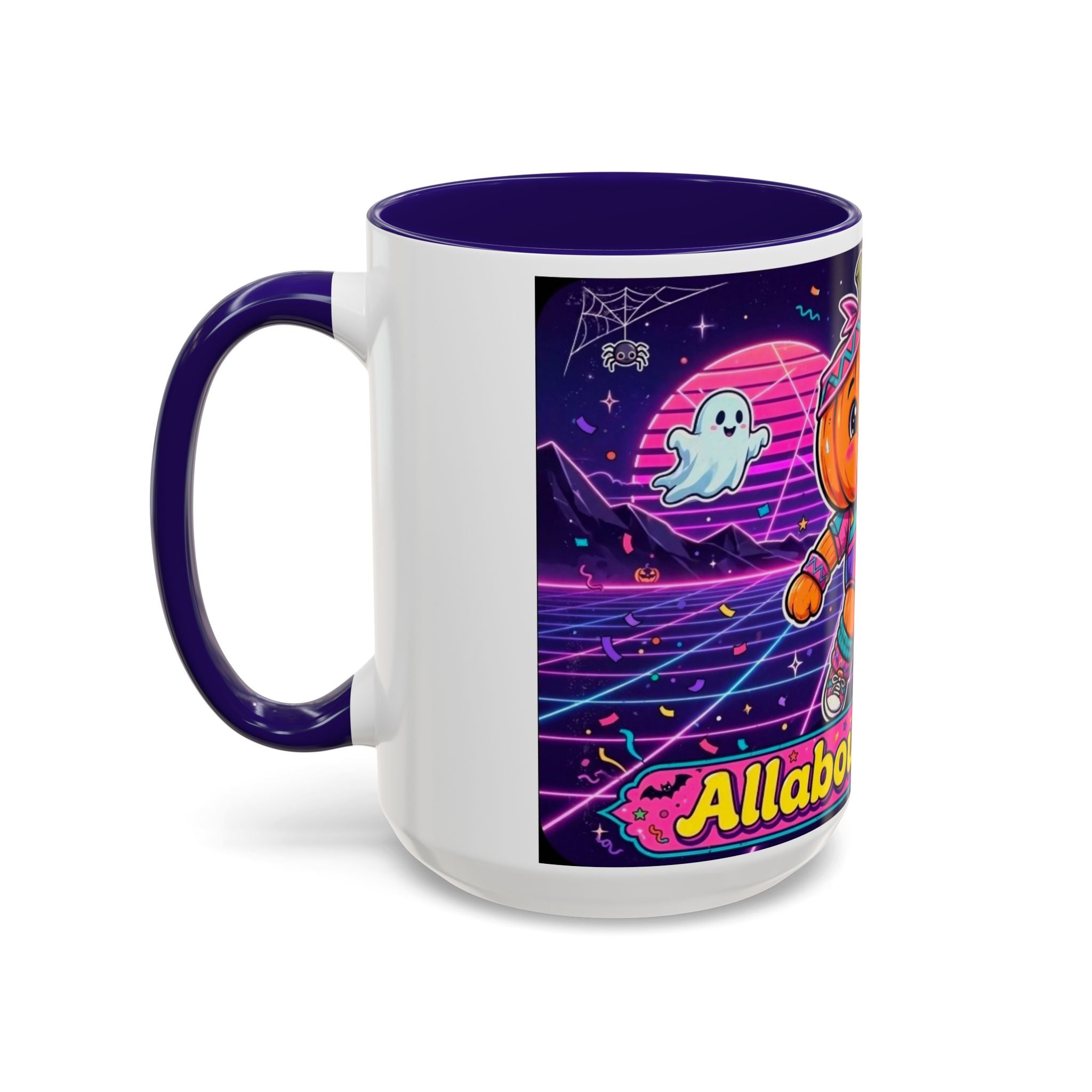 80s Retro Pumpkin Mug – Cute Neon Halloween Coffee Cup (11oz/15oz)