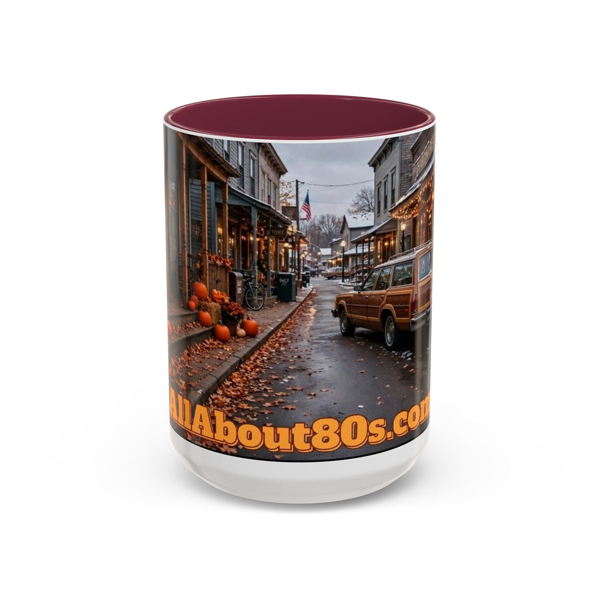 Vintage Small Town Winter Scene Coffee Mug (11oz/15oz)