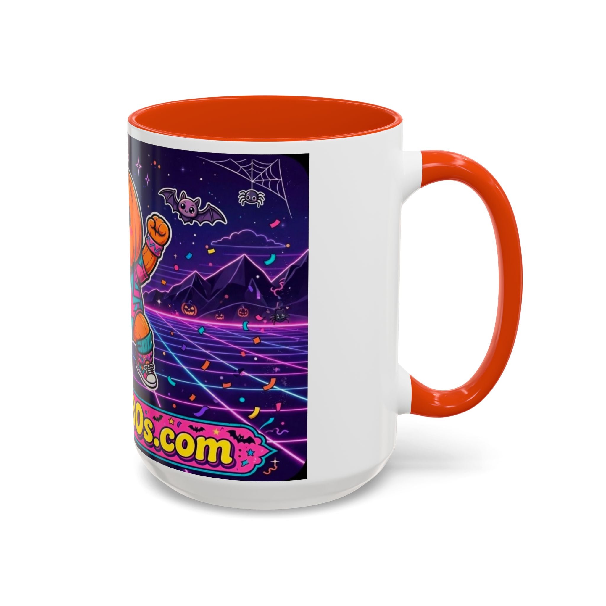 80s Retro Pumpkin Mug – Cute Neon Halloween Coffee Cup (11oz/15oz)