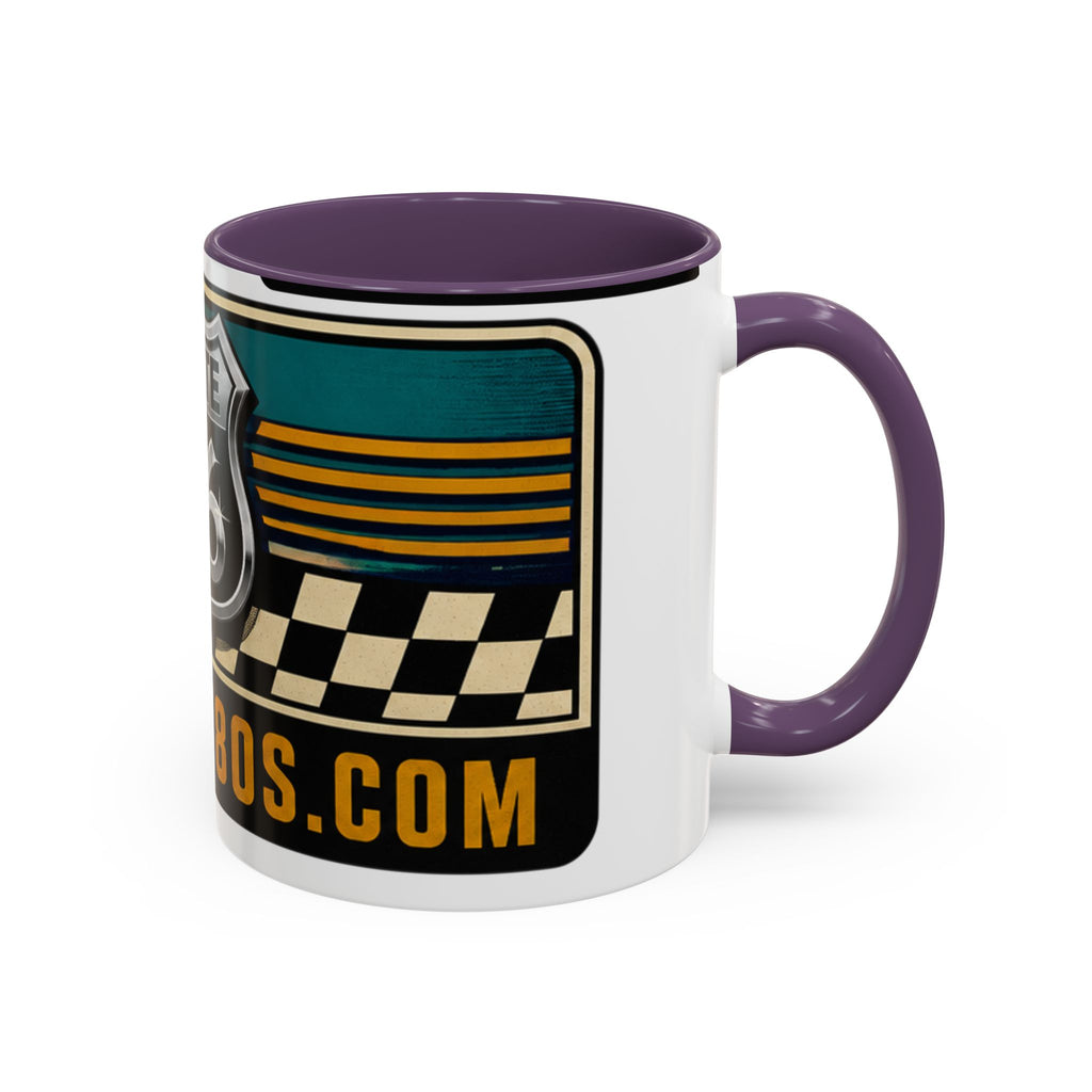 Route 66 Retro Checkerboard Coffee Mug — Vintage Road Trip 11/15oz Accent Mug