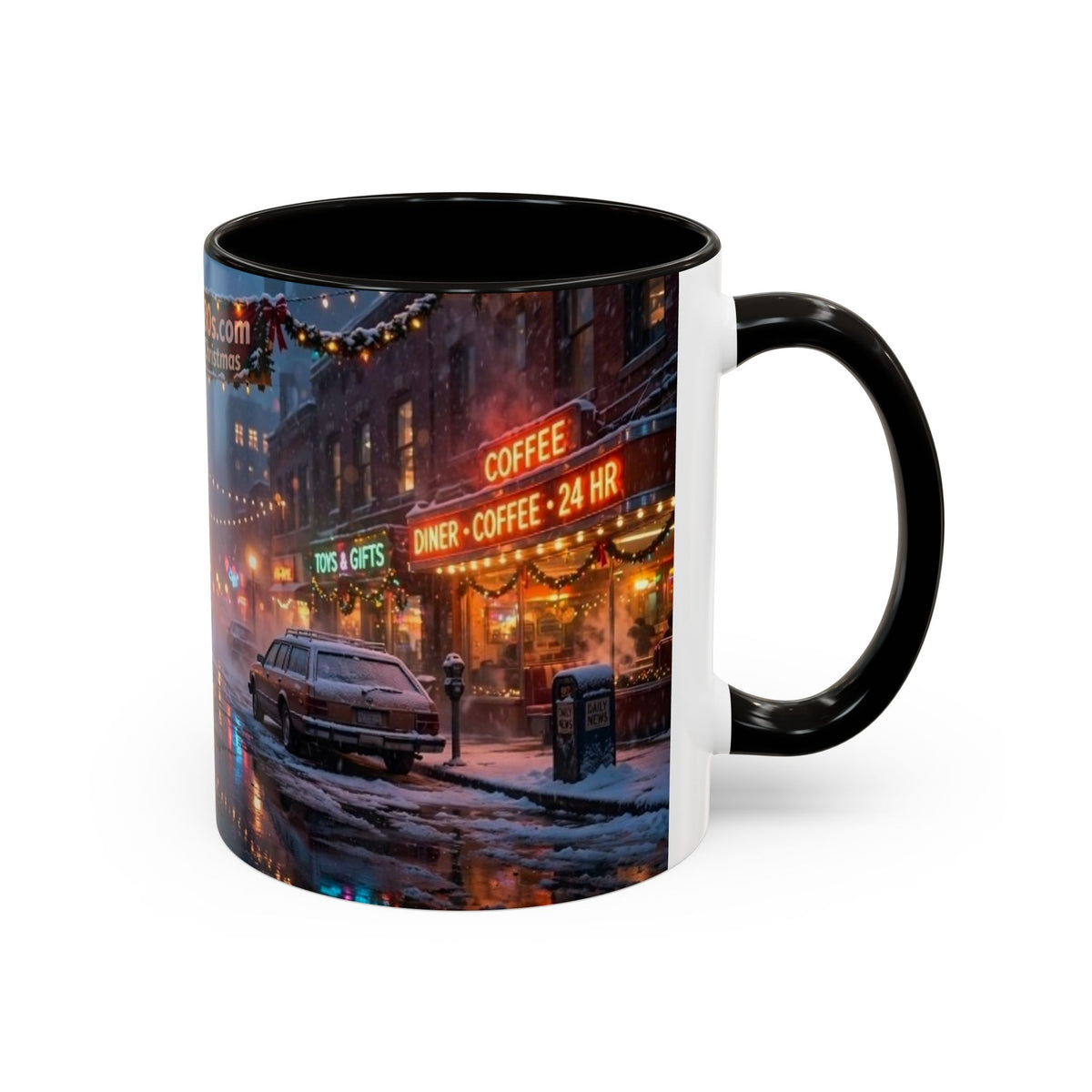Nostalgic 1980s Christmas Street Mug (11oz & 15oz)