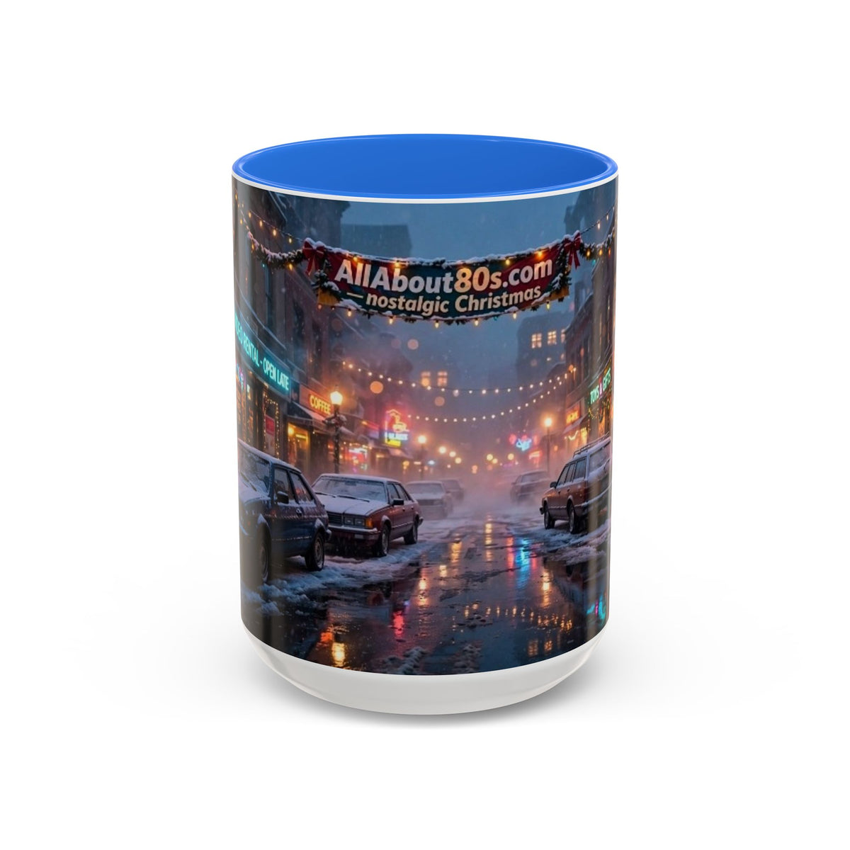 Nostalgic 1980s Christmas Street Mug (11oz & 15oz)