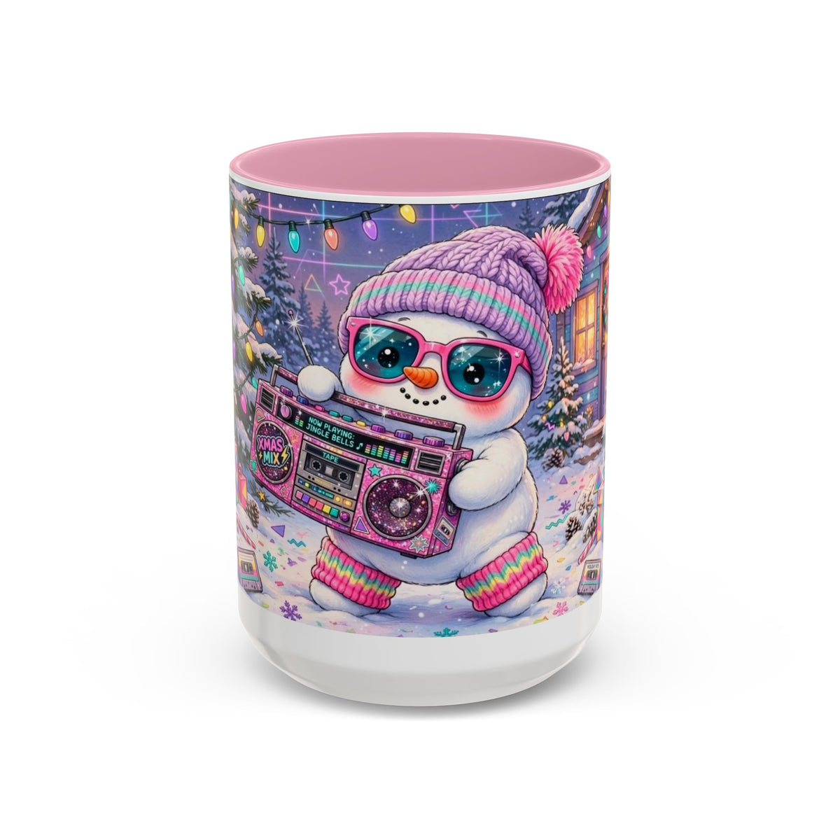 Cool Snowman with Boombox Christmas Mug
