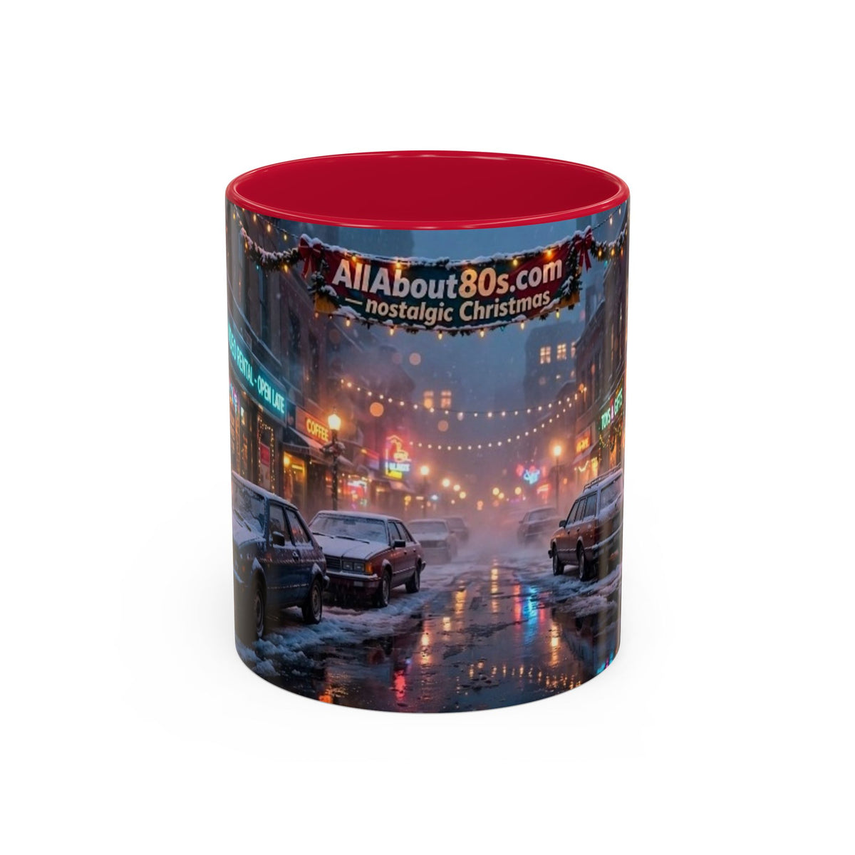 Nostalgic 1980s Christmas Street Mug (11oz & 15oz)