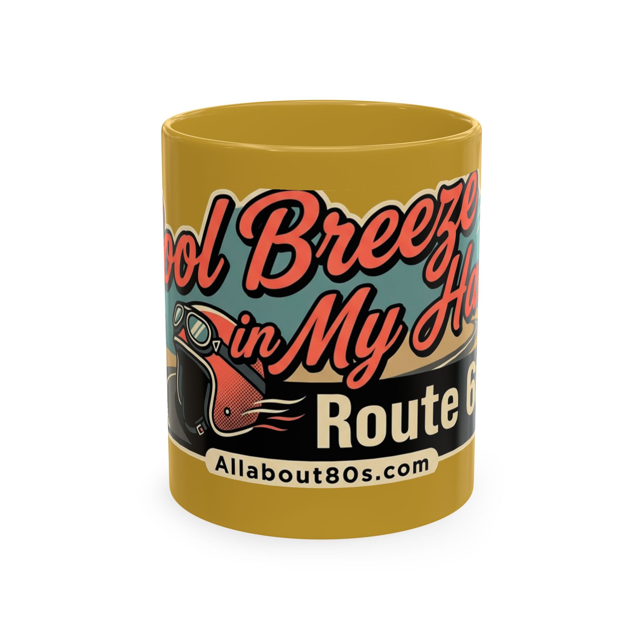 Cool Breeze in My Hair Route 66 Motorcycle Mug — Retro Biker Coffee Cup