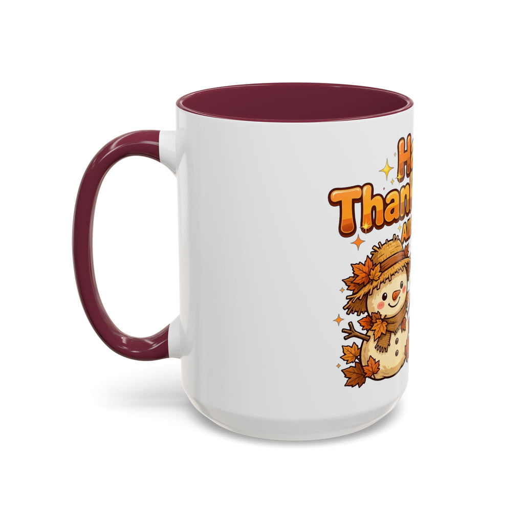 Happy Thanksgiving Pumpkin & Scarecrow Mug – Festive Fall Coffee Cup (11oz, 15oz)