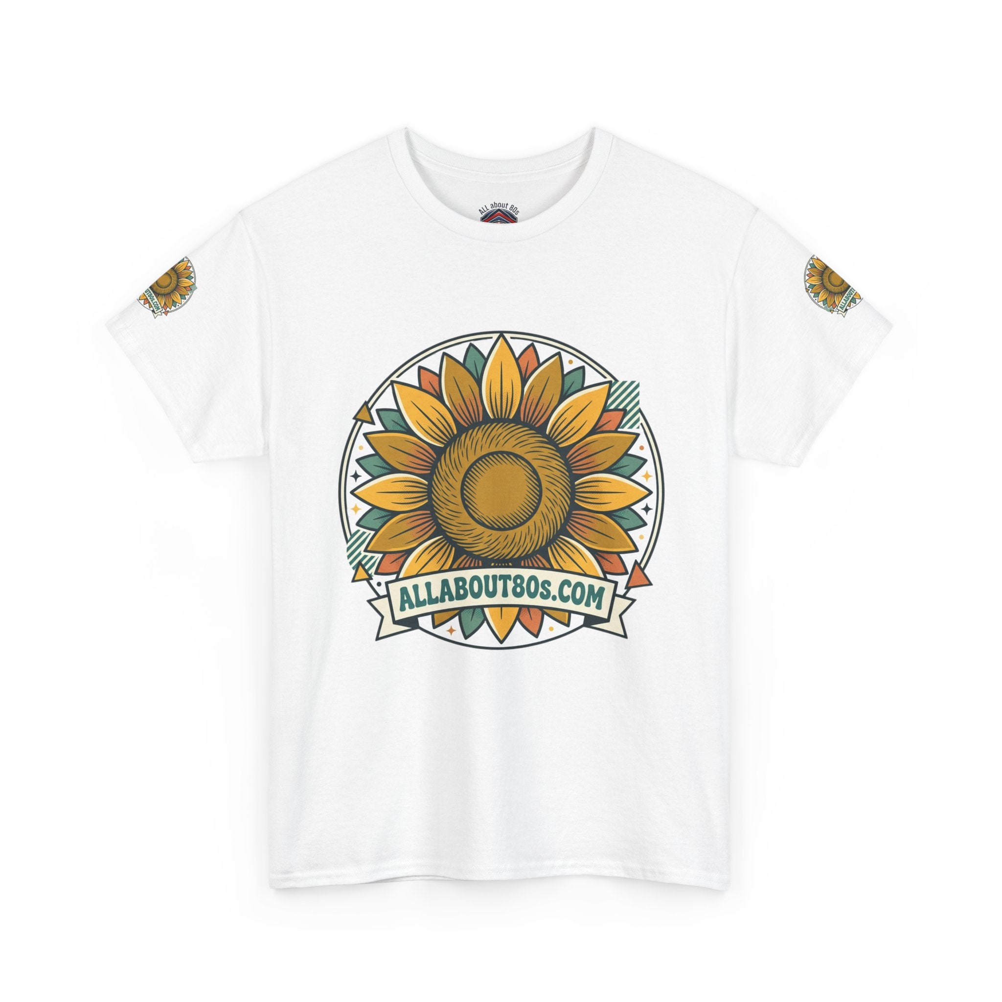 Sunflower Logo T-Shirt — AllAbout80s.com Vintage Floral Tee