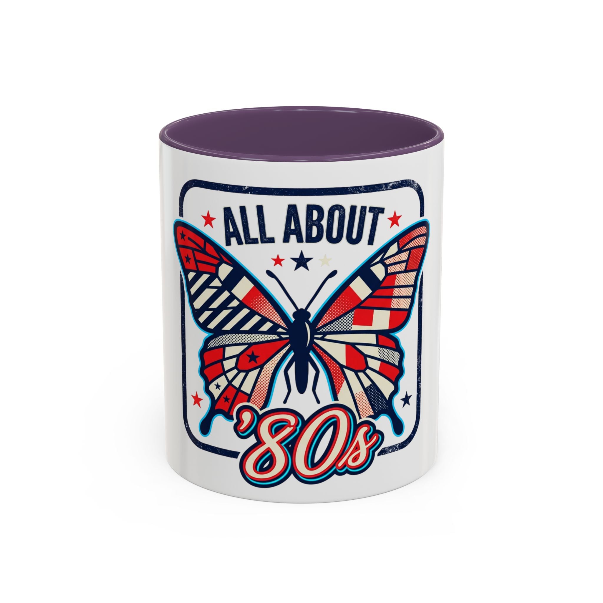 All About '80s Butterfly Accent Coffee Mug – Retro Patriotic 80s Gift