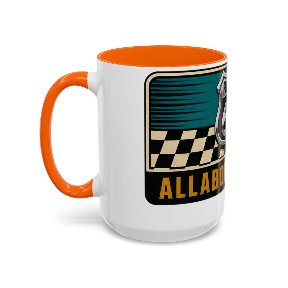 Route 66 Retro Checkerboard Coffee Mug — Vintage Road Trip 11/15oz Accent Mug