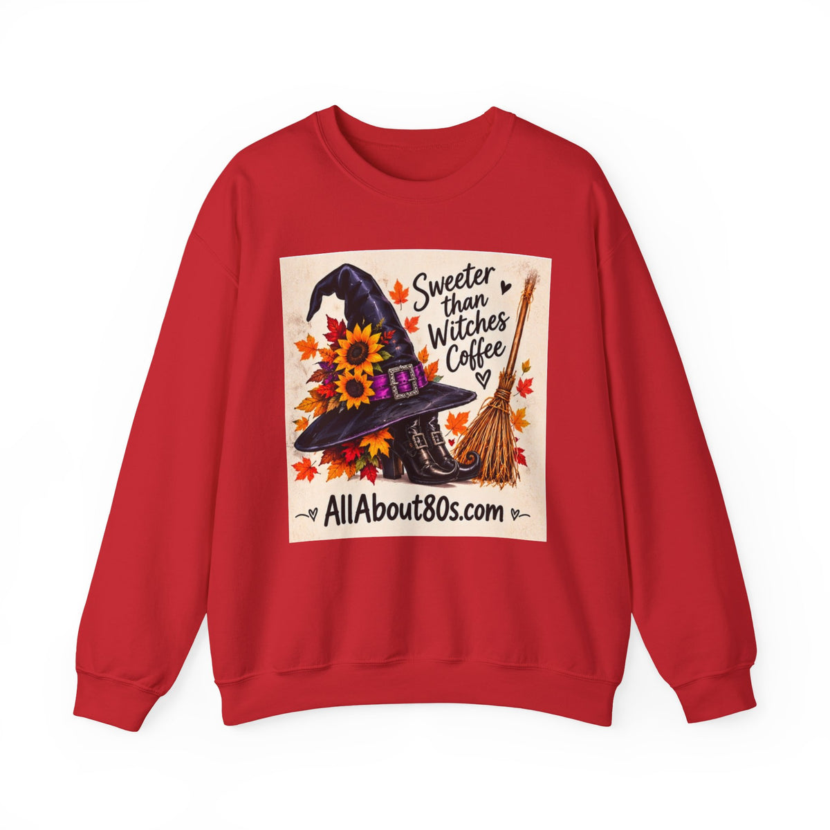Sweater — 'Sweeter Than Witches Coffee' Halloween Witch Graphic Crewneck Sweatshirt