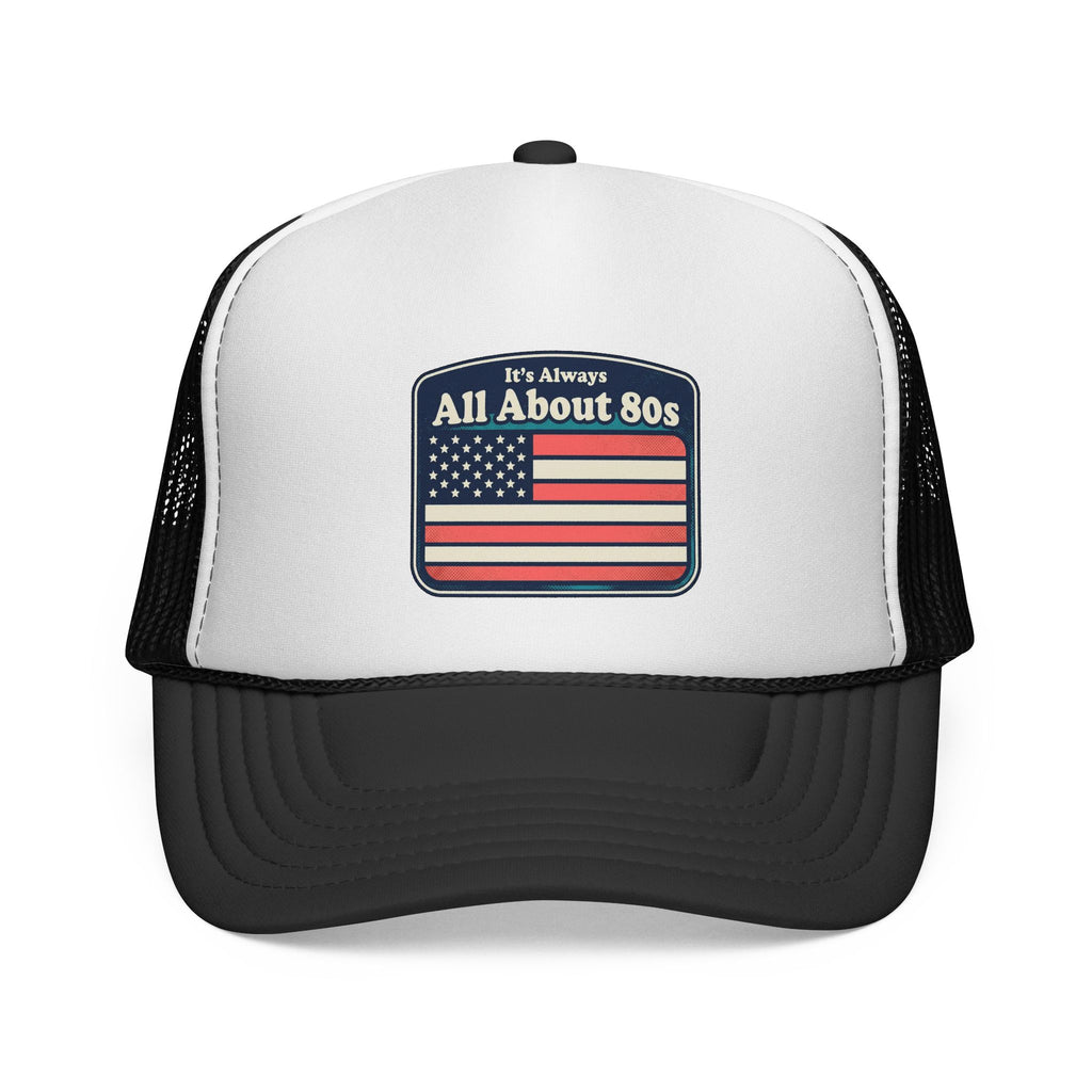 Trucker Hat — 'All About 80s' Retro American Flag Cap