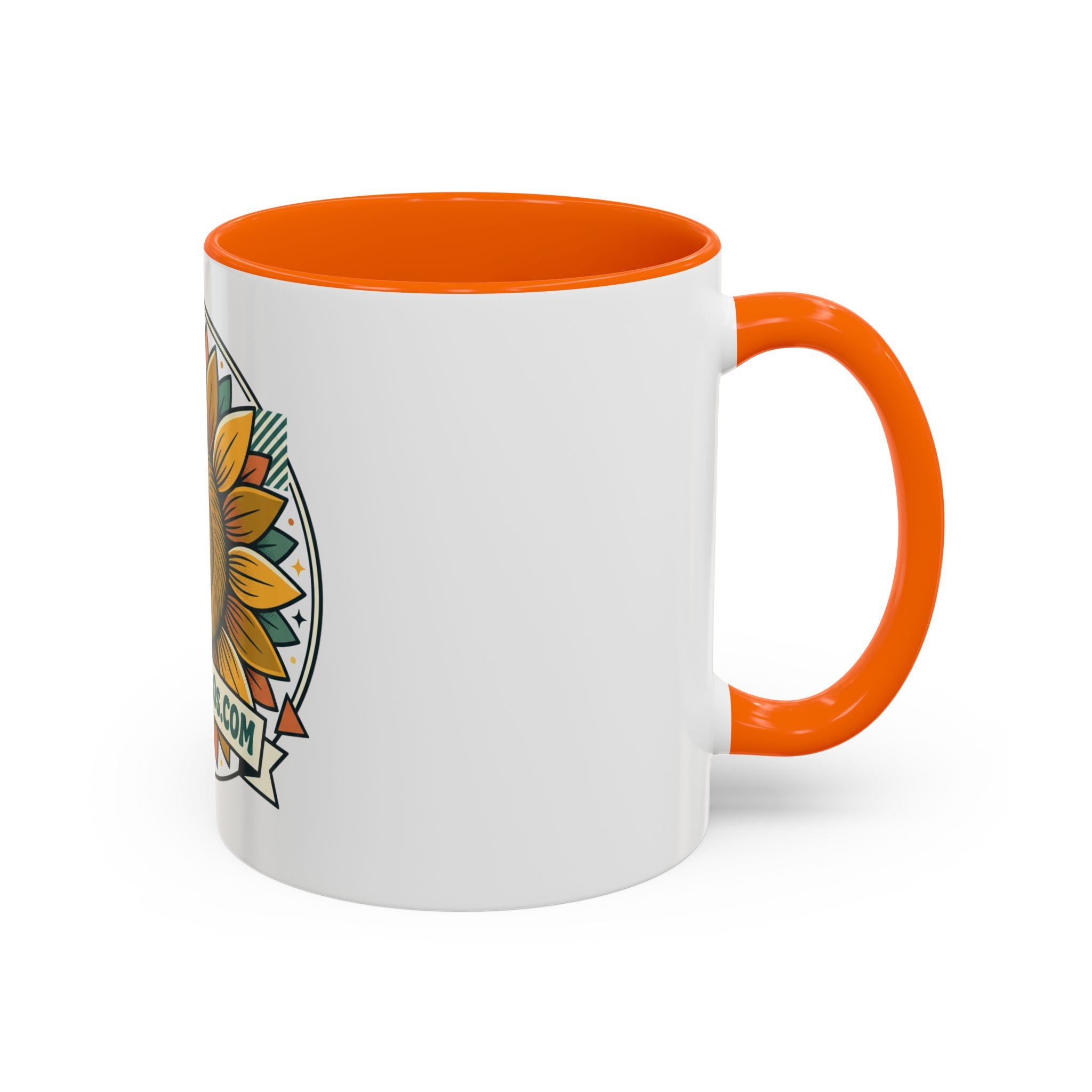 Sunflower Logo Coffee Mug — AllAbout80s.com Accent Ceramic Mug (11/15oz)