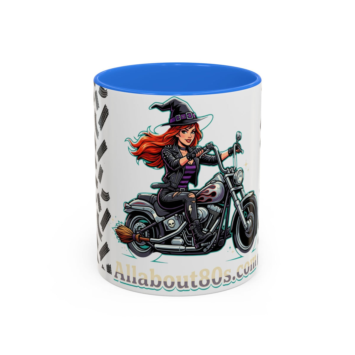 Witch Motorcycle Mug — Red-Haired Biker Witch Ceramic Coffee Cup