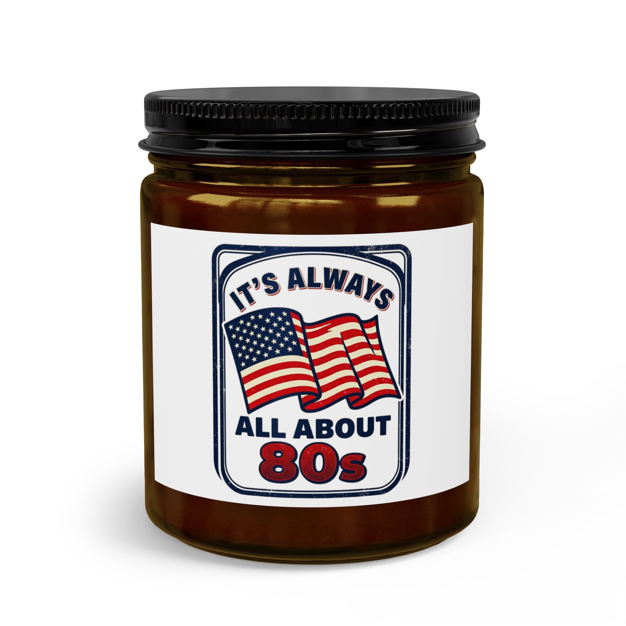 80s Retro Flag Candle Set — "It's Always All About 80s" with Matches & Wick Trimmer