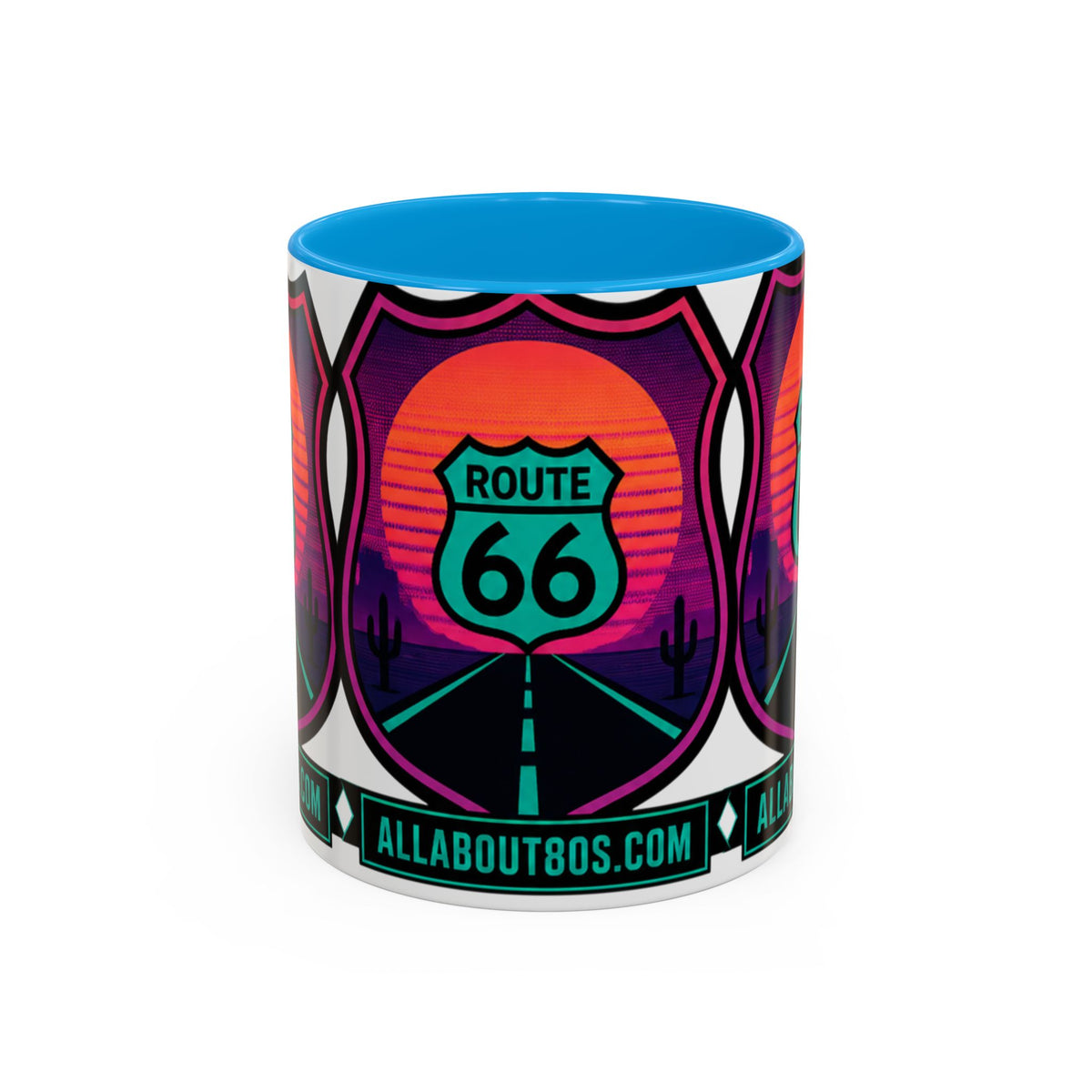 Route 66 Sunset Mug — Retro Neon Travel Coffee Cup (11oz & 15oz)