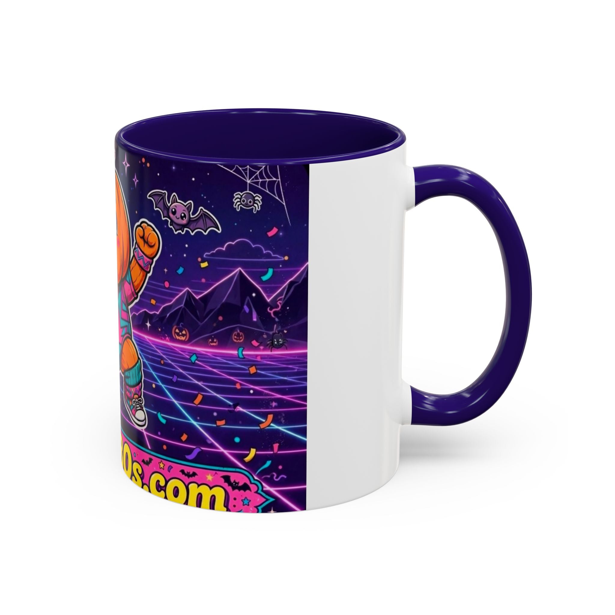 80s Retro Pumpkin Mug – Cute Neon Halloween Coffee Cup (11oz/15oz)