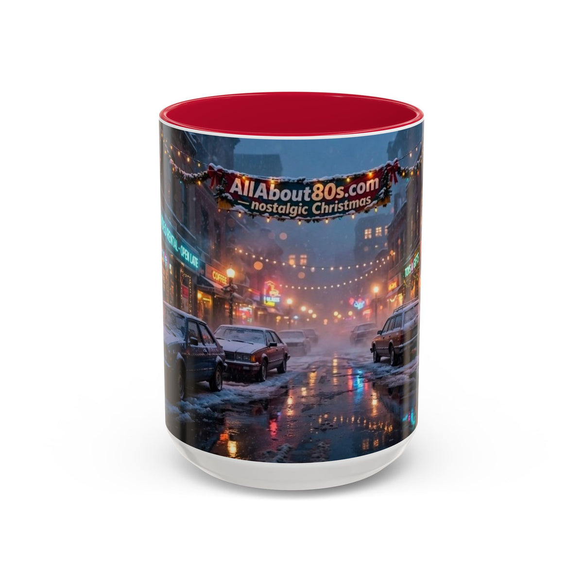 Nostalgic 1980s Christmas Street Mug (11oz & 15oz)