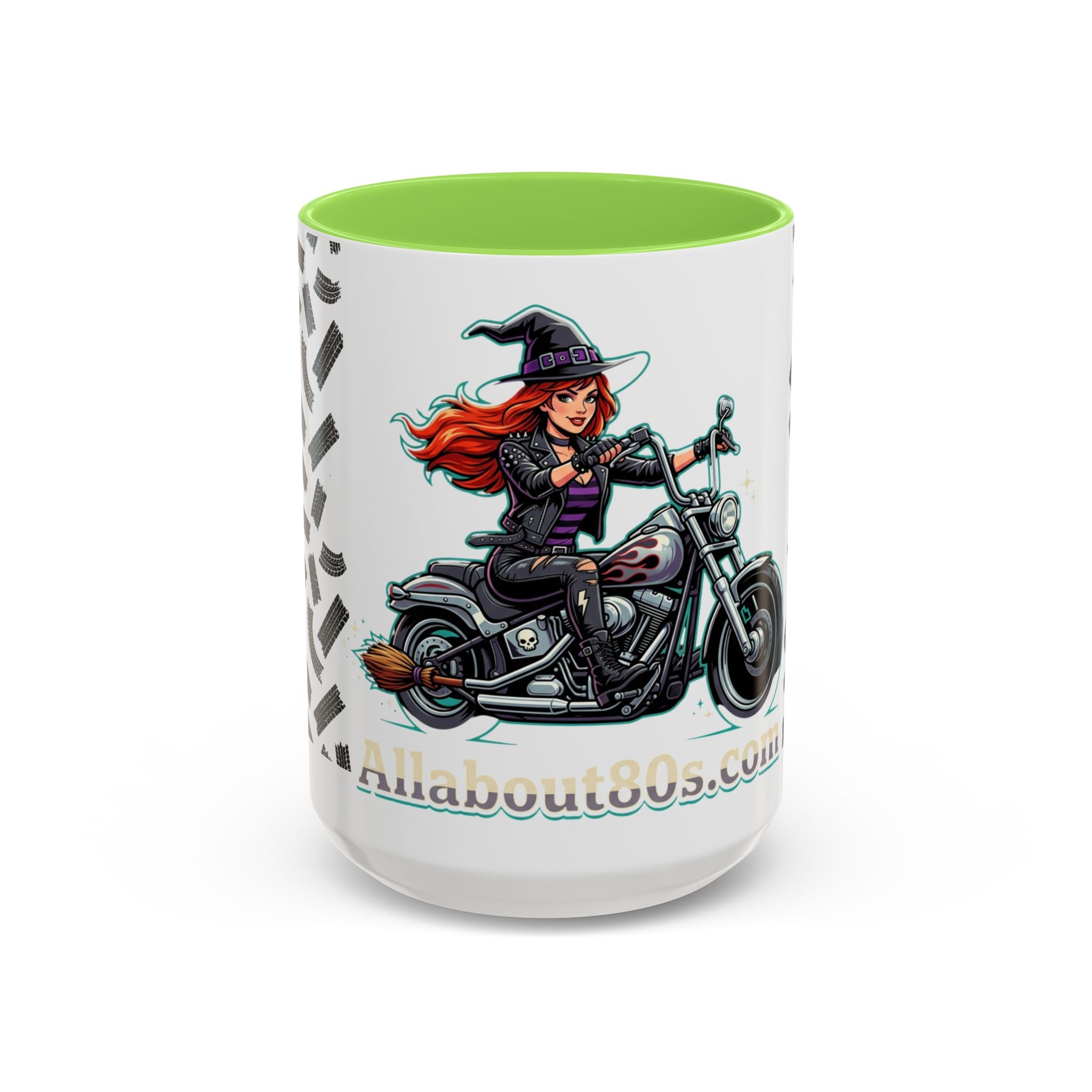 Witch Motorcycle Mug — Red-Haired Biker Witch Ceramic Coffee Cup