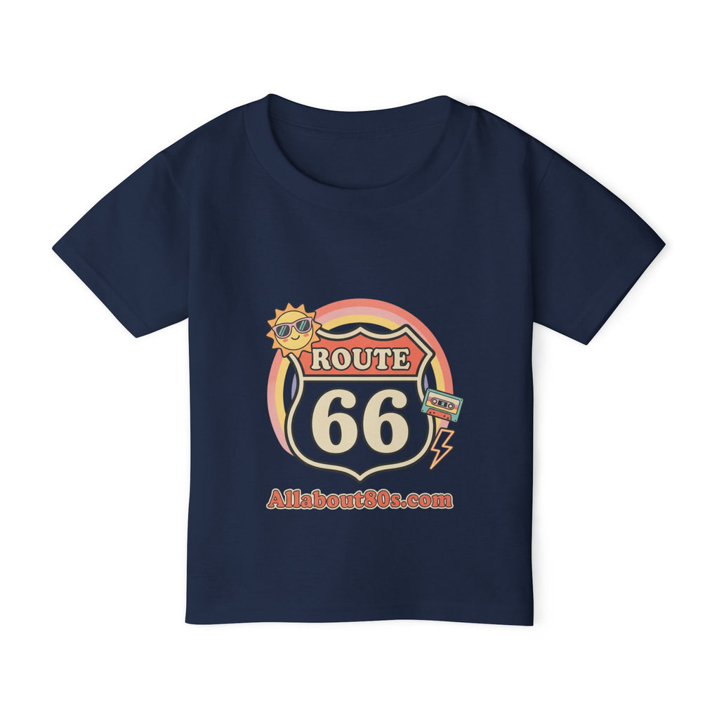 Route 66 Toddler T‑Shirt — Retro Sun Logo "Route 66" Kids Tee