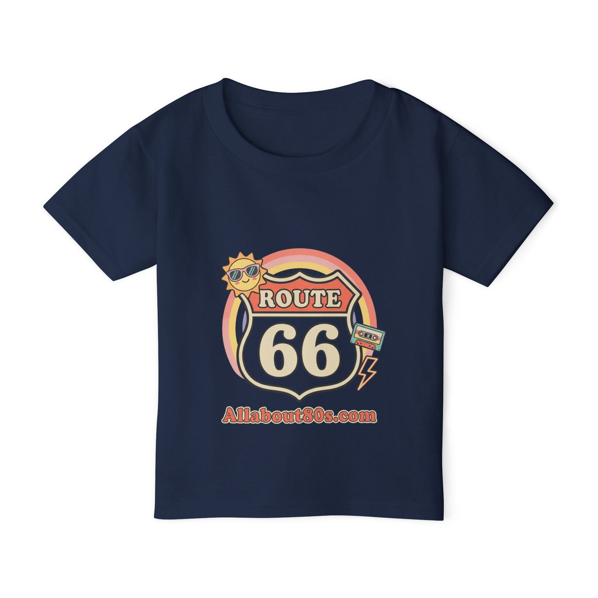 Route 66 Toddler T‑Shirt — Retro Sun Logo "Route 66" Kids Tee