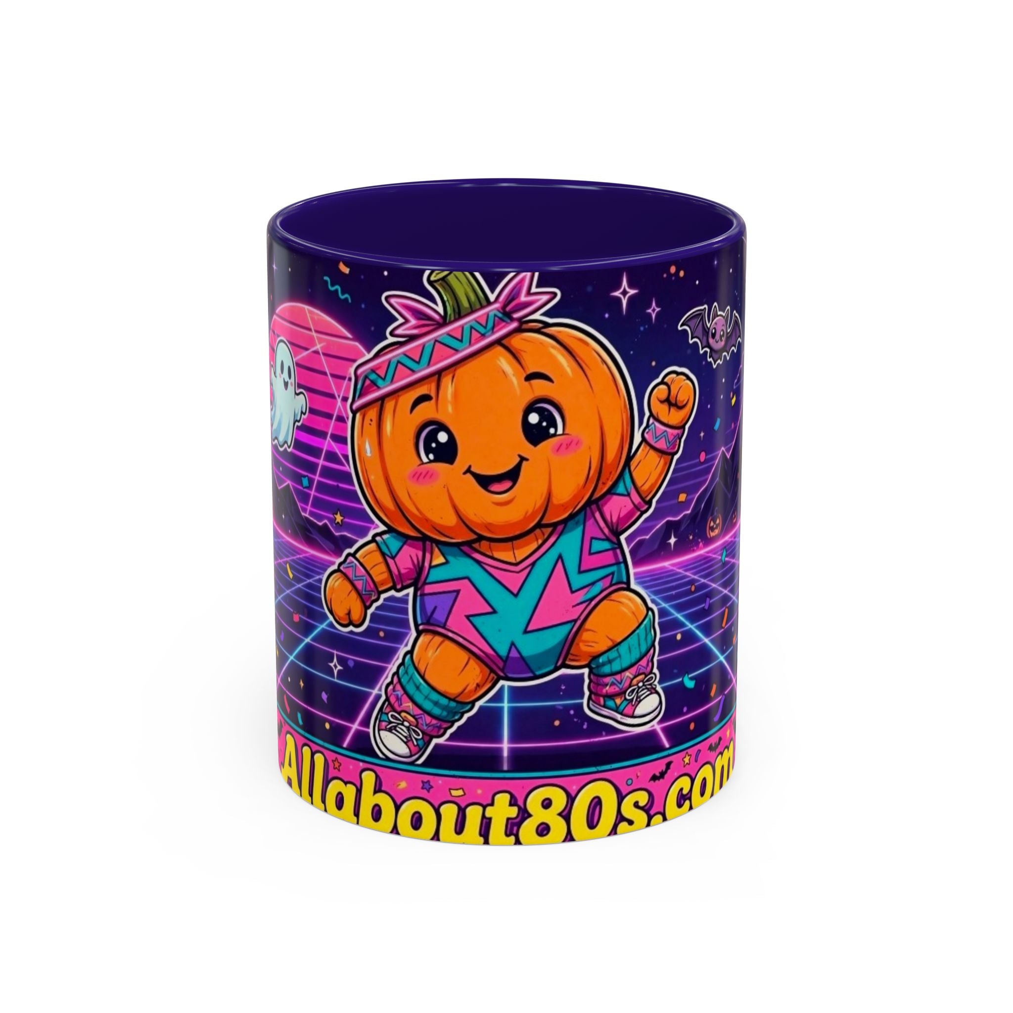 80s Retro Pumpkin Mug – Cute Neon Halloween Coffee Cup (11oz/15oz)