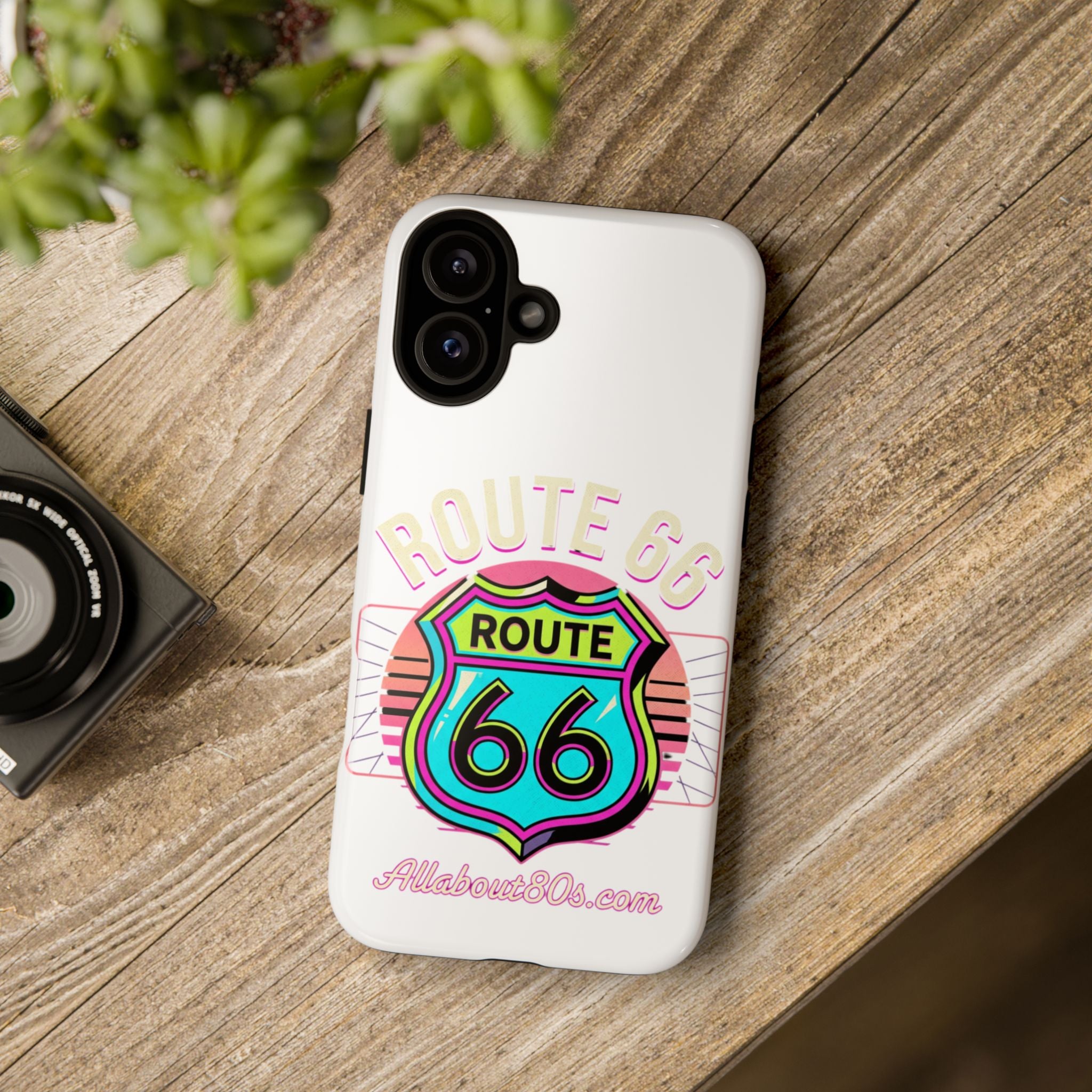 Route 66 Neon Phone Case — Retro Road Trip iPhone Cover