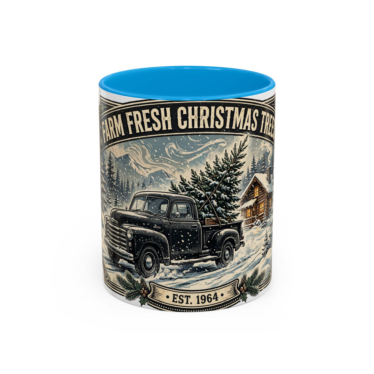Farm Fresh Christmas Trees Vintage Truck Holiday Mug