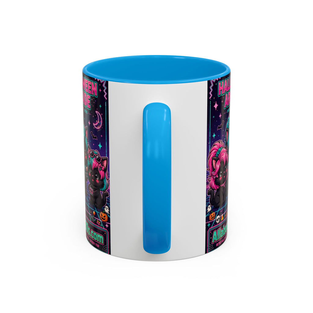 Halloween Arcade Mug — Cute Retro 80s Cat Gamers (11oz/15oz)