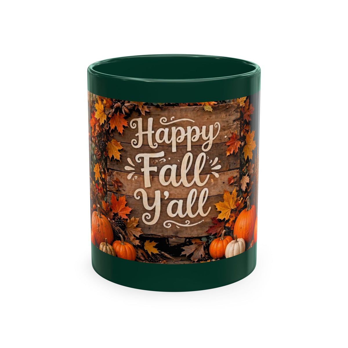Happy Fall Y'all Ceramic Mug — Autumn Pumpkin Porch Coffee Cup