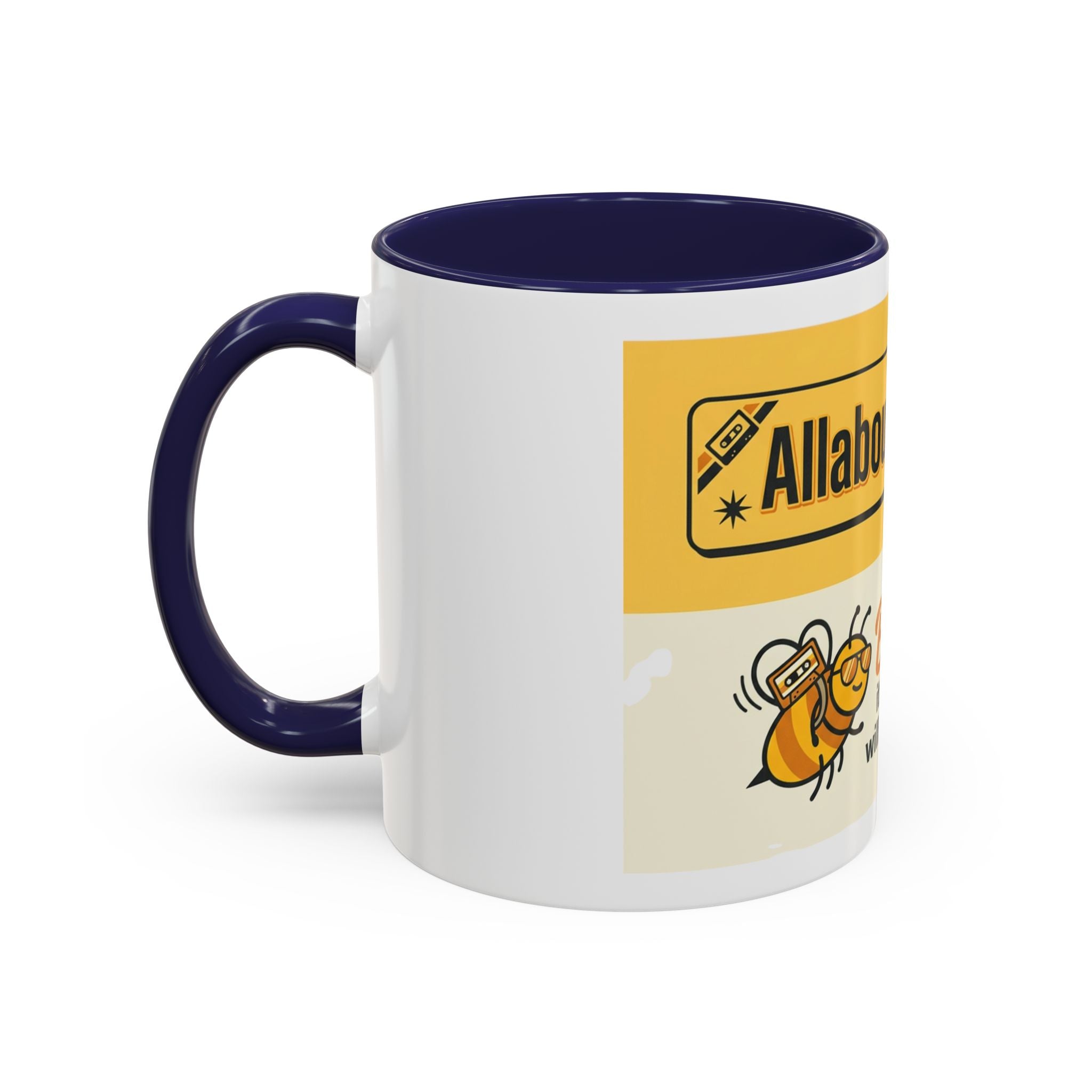 AllAbout80s 'Beecause' Accent Coffee Mug – Retro 80s Bee Design (11/15oz)