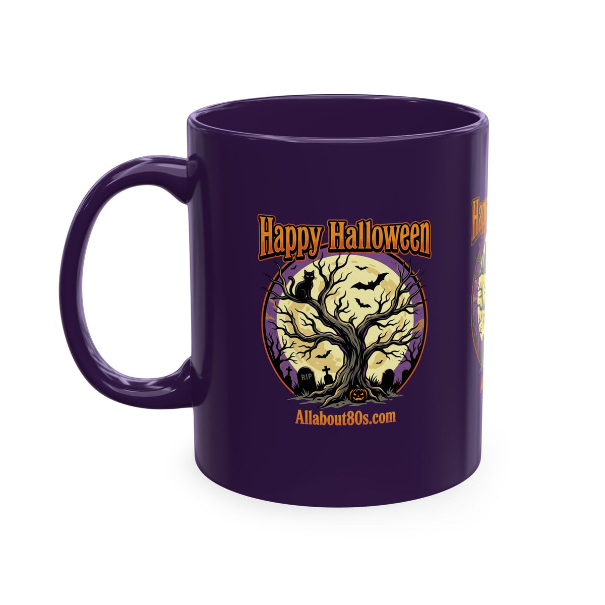 Happy Halloween Ceramic Mug — Spooky Tree & Moon Coffee Cup