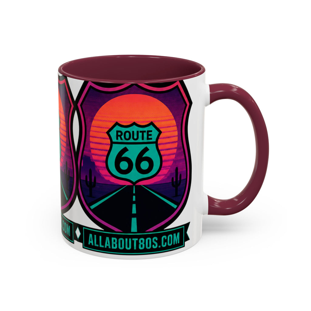 Route 66 Sunset Mug — Retro Neon Travel Coffee Cup (11oz & 15oz)