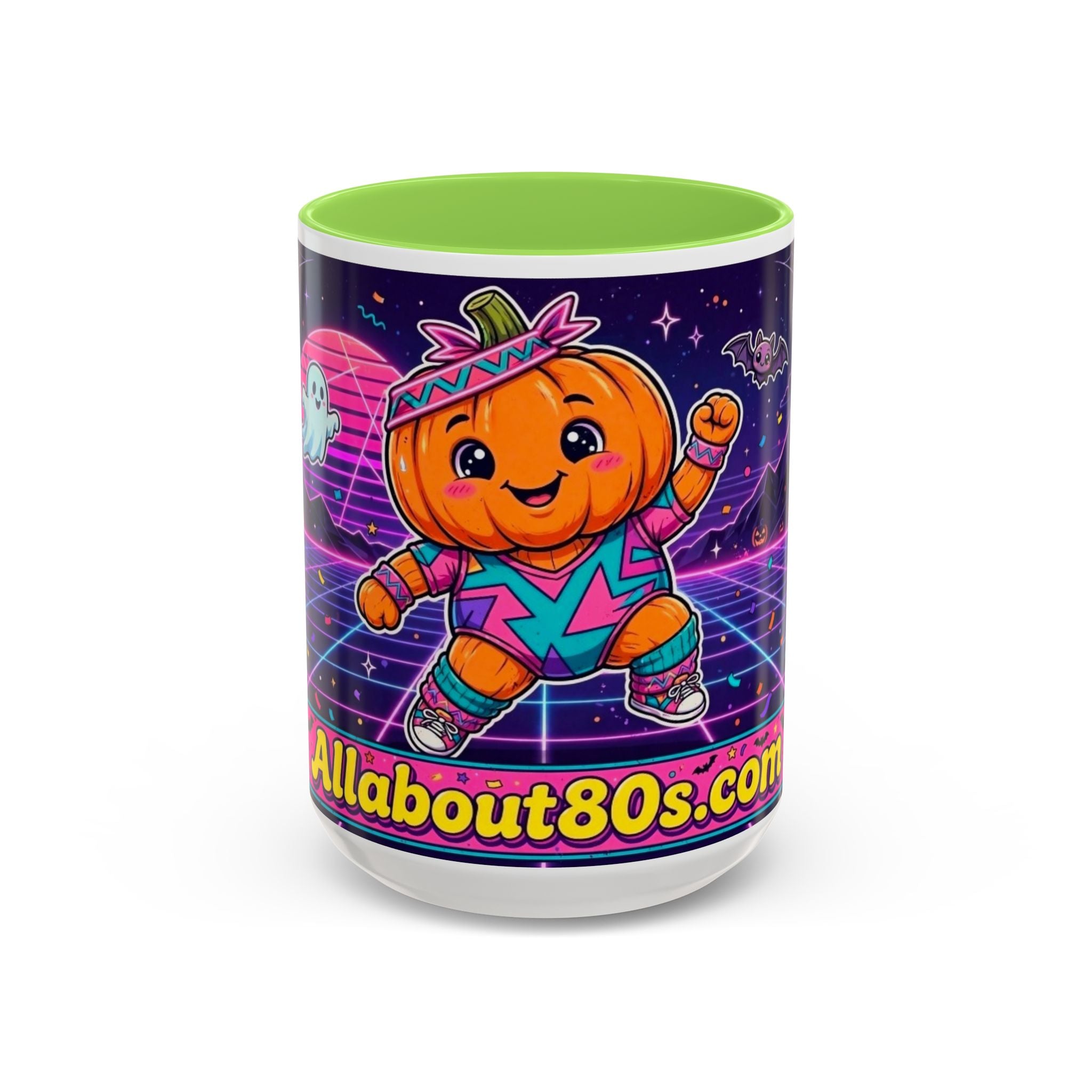 80s Retro Pumpkin Mug – Cute Neon Halloween Coffee Cup (11oz/15oz)