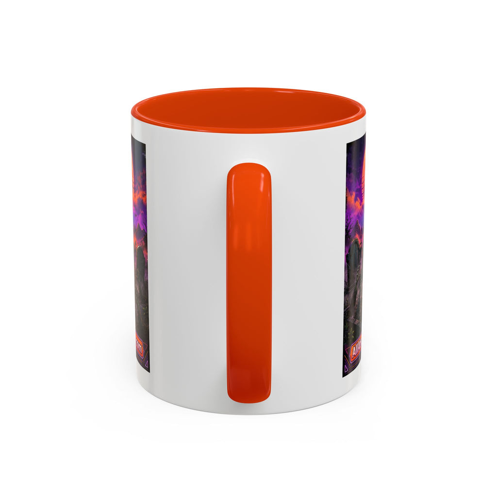 80s Retro Graveyard Sunset Mug — Vaporwave Neon Coffins Coffee Cup (11oz/15oz)