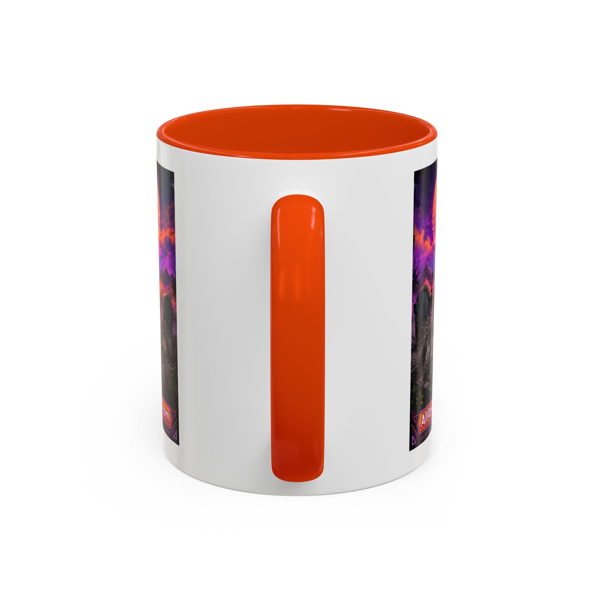 80s Retro Graveyard Sunset Mug — Vaporwave Neon Coffins Coffee Cup (11oz/15oz)