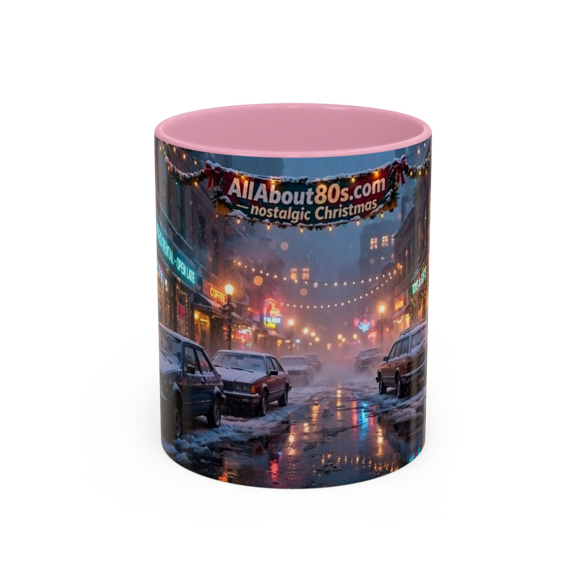 Nostalgic 1980s Christmas Street Mug (11oz & 15oz)