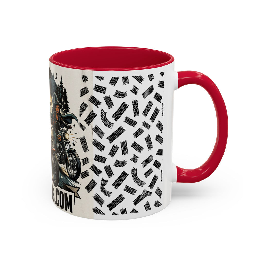 Witch Biker Sisters Coffee Mug — Halloween Motorcycle Witchcraft Design (11oz/15oz)