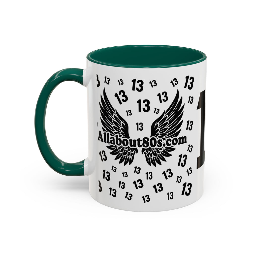 Number 13 Accent Mug — Bold Sports-Style Ceramic Coffee Cup (11oz/15oz)