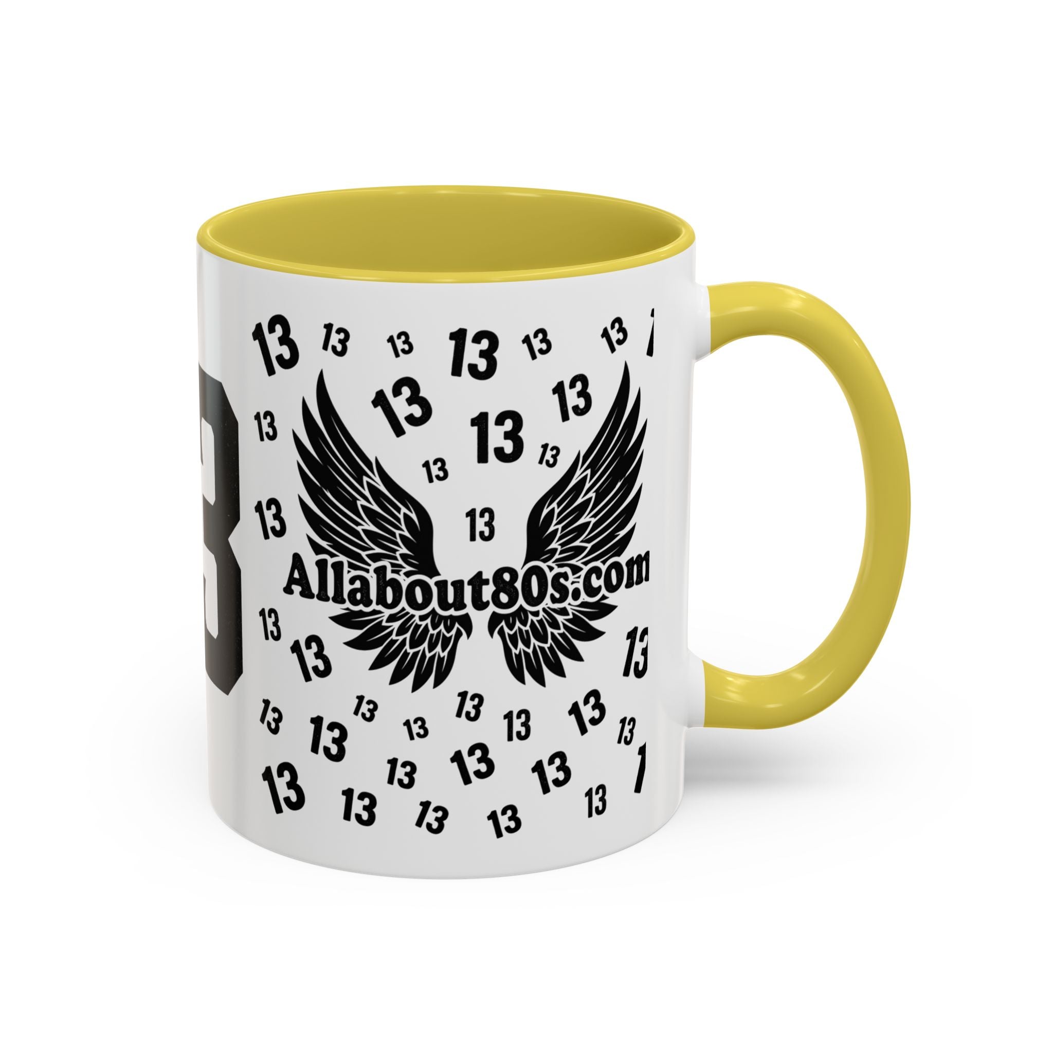 Number 13 Accent Mug — Bold Sports-Style Ceramic Coffee Cup (11oz/15oz)