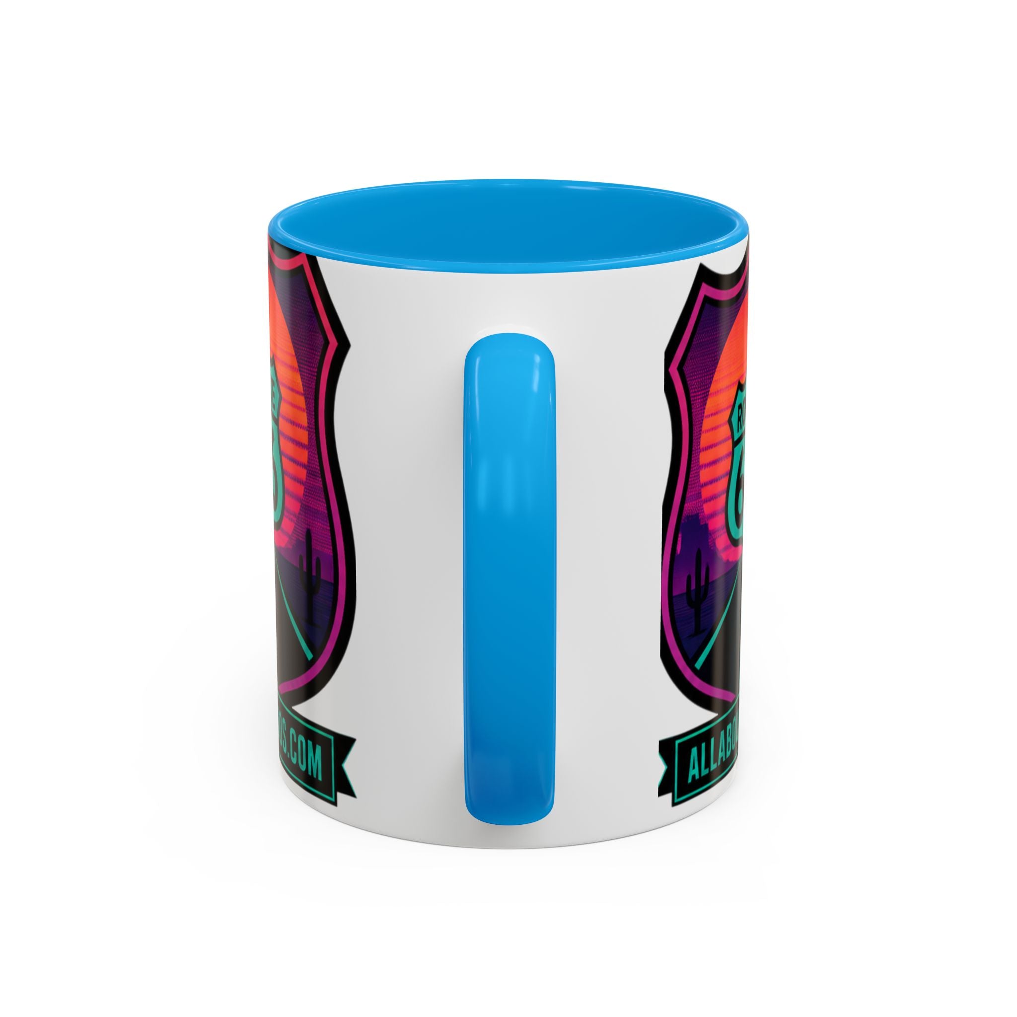 Route 66 Sunset Mug — Retro Neon Travel Coffee Cup (11oz & 15oz)