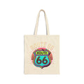 Route 66 Canvas Tote - Retro Neon Road Trip Grocery Bag
