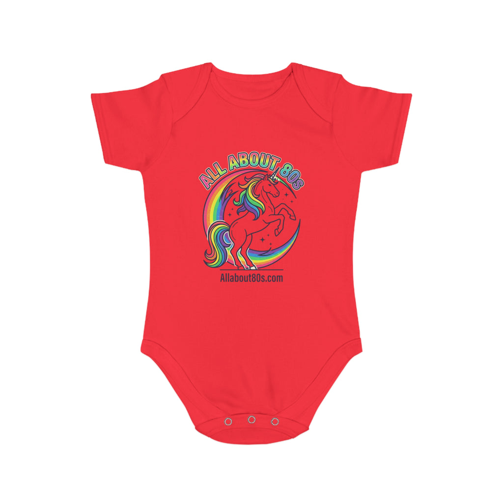 Baby Bodysuit — Rainbow Unicorn "All About 80s" Infant Onesie